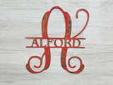 Monogram Letter & Name Striked Thru Center (Home Decor, Wall Art, Metal Art, {Can Be Personalized})