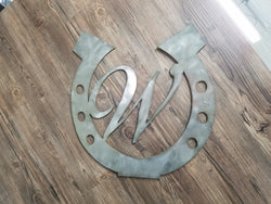 Horseshoe With Monogram Inside (Home Decor, Wall Art, Metal Art, {Can Be Personalized})