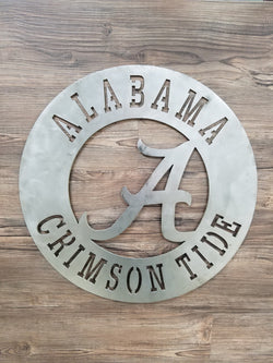 Alabama Crimson Tide Circle With Metal A Logo (Home Decor, Football, Sports, Wall Art, Metal Art)