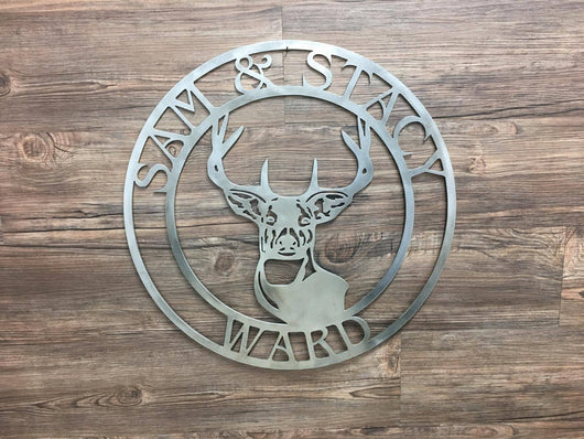 Deer with Name Cirlce (Personalized), Home Decor, Wall Art, Unpainted