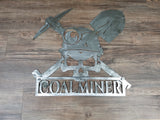 COAL MINER Skull { skulls / metal art / wall art / home decor / coal / miner /(((Can Be PERSONALIZED)))}