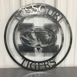 Missouri Tigers Cirlce with Logo (Home Decor, Football, Sports, Wall Art, Metal Art)