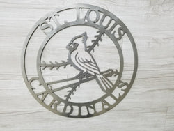 St. Louis Cardinals Circle with Cardinal Logo (Home Decor, Baseball, Sports, Wall Art, Metal Art)