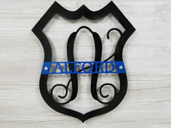 Police Badge Monogrammed With Name (Home Decor, Wall Art, Metal Art, {Can Be Personalized})