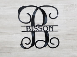 Monogram Letter & Name Striked Thru Center (Home Decor, Wall Art, Metal Art, {Can Be Personalized})
