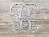 Monogram Letter & Name Striked Thru Center (Home Decor, Wall Art, Metal Art, {Can Be Personalized})