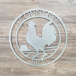 Country Life Circle With Rooster