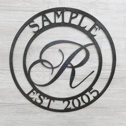 Family Name With Monogram & EST Date Circle