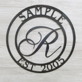 Family Name With Monogram & EST Date Circle (Home Decor, Wall Art, Metal Art, {Can Be Personalized})