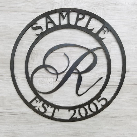 Custom Decorative Monogram, Metal Sign With Established Date