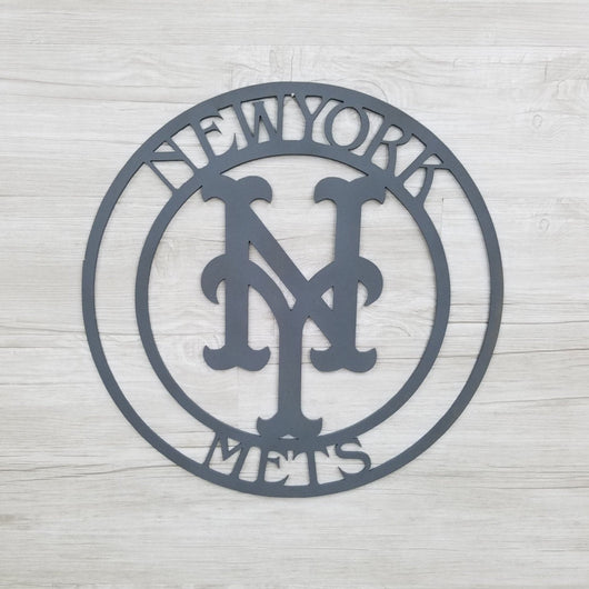 New York Mets Circle with NY Logo (Home Decor, Baseball, Sports, Wall Art, Metal Art)
