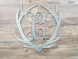 Antlers With Monogram Letter (Home Decor, Wall Art, Metal Art, {Can Be Personalized})