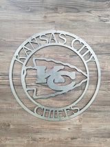 Kansas City Chiefs Circle With Logo (Home Decor, Wall Art, Metal Art)