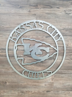 Kansas City Chiefs Circle With Logo (Home Decor, Wall Art, Metal Art)