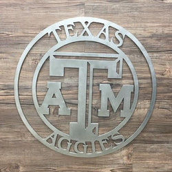 Texas A & M Circle (Home Decor, Football, Sports, Wall Art, Metal Art)