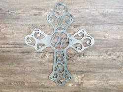 Cross With Monogram Letter (Home Decor, Wall Art, Metal Art, {Can Be Personalized})