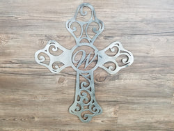 Cross With Monogram Letter (Home Decor, Wall Art, Metal Art, {Can Be Personalized})