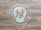 New York Yankees Cirlce with NY Logo (Home Decor, Baseball, Sports, Wall Art, Metal Art)
