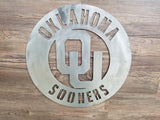 Oklahoma Sooners Cirlce with OU logo (Home Decor, Football, Sports, Wall Art, Metal Art)