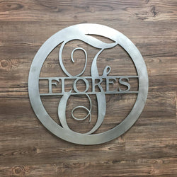 Family Name With Monogram Circle (Home Decor, Wall Art, Metal Art, {Can Be Personalized})