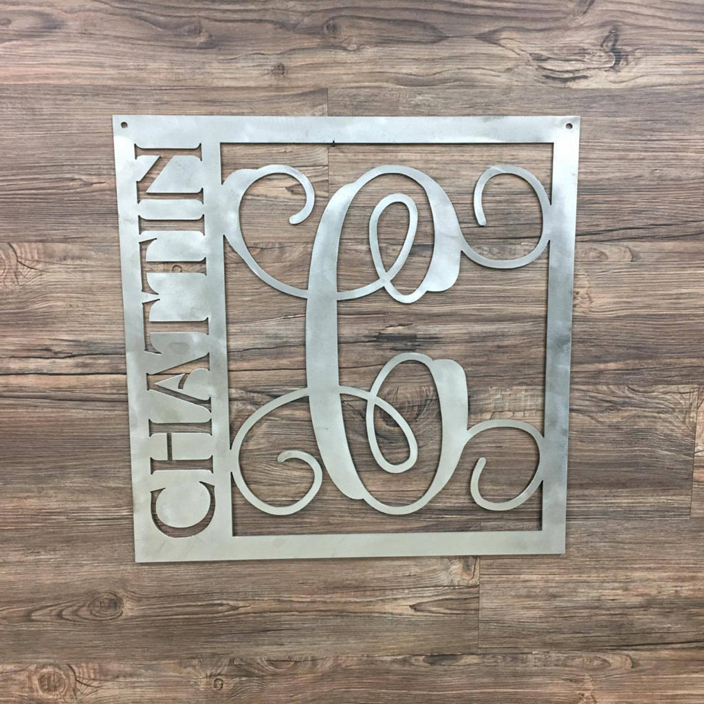 Square Monogram Letter with Name (Home Decor, Wall Art, Metal Art, {Ca ...