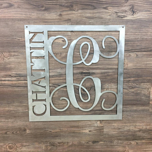 Square Monogram Letter with Name (Home Decor, Wall Art, Metal Art, {Can Be Personalized})