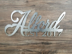 Family Name Sign with Establish Date (Home Decor, Wall Art, Metal Art, {Can Be Personalized})
