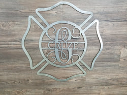 Fire Fighter Badge With Name & Monogram (Home Decor, Wall Art, Metal Art, {Can Be Personalized})