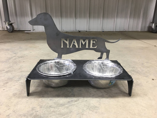 Dachshund Custom Dog Bowl (UNPAINTED) ((With your pets name))