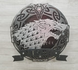 HOUSE STARK Coat of Arms from the Game of Thrones series,  4 layered shield 3d Metal / Wall Art (Collect them all!)