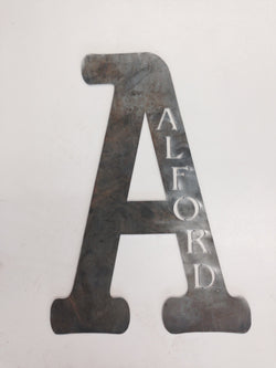 Monogram Letter with Family Name (Home Decor, Wall Art, Metal Art, {Can Be Personalized})