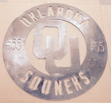 Oklahoma Sooners Cirlce with OU logo (Home Decor, Football, Sports, Wall Art, Metal Art)