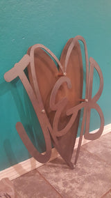 Heart With Monogram Initials Sign 3D