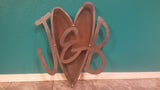Heart With Monogram Initials Sign 3D