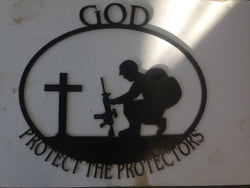 Soldier Kneeling at Cross, Home Decor, Wall Art, Unpainted