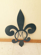 Fleur De Lis With Monogram Letter (Home Decor, Wall Art, Metal Art, {Can Be Personalized})