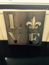 LOVE With Fleur De Lis Sign (Home Decor, Wall Art, Metal Art)
