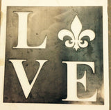 LOVE With Fleur De Lis Sign (Home Decor, Wall Art, Metal Art)