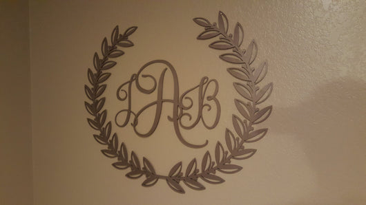 Wreath With Monogram Initials (Home Decor, Wall Art, Metal Art, {Can Be Personalized})