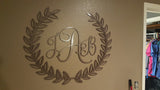 Wreath With Monogram Initials (Home Decor, Wall Art, Metal Art, {Can Be Personalized})